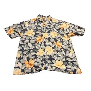 Mens Tommy Bahama Hawaiian Floral Short Sleeve Casual Full Button Up Shirt Large